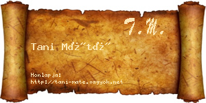Tani Máté névjegykártya